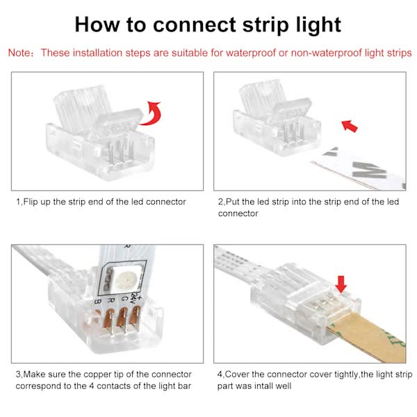10Mm Rgb Led Strip Connector Kit 5 Pack With Cable Compatible 5050 2835 Lights Includes Screwdriver Lighting Parts