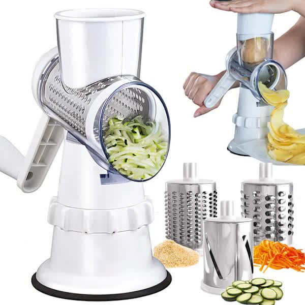 White Rotary Grater Vegetable Cutter And Shredder Slicers And Electric Knives