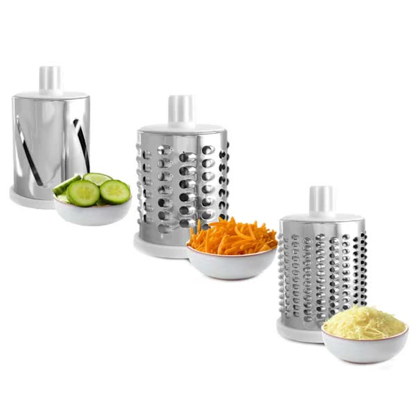 White Rotary Grater Vegetable Cutter And Shredder Slicers And Electric Knives