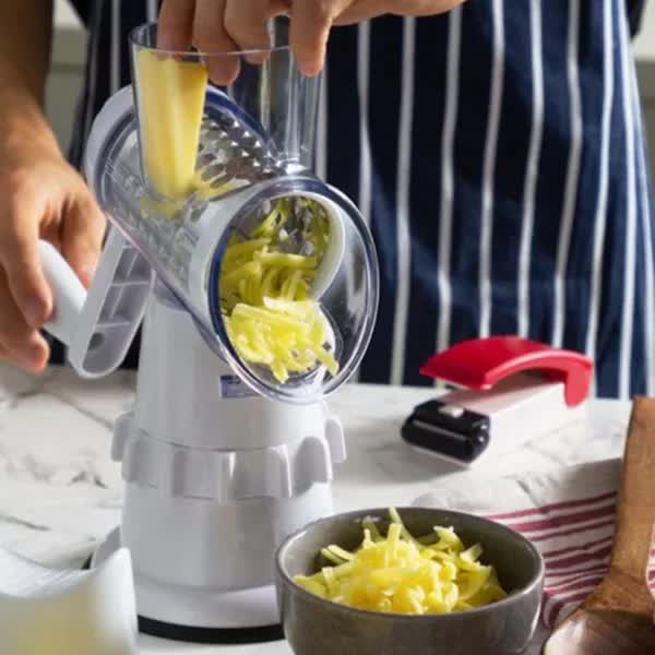 White Rotary Grater Vegetable Cutter And Shredder Slicers And Electric Knives