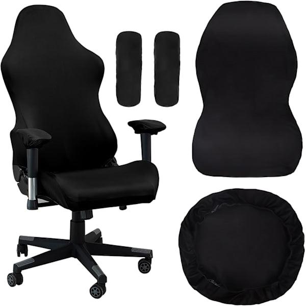 [Qd] Gaming Chair Cover With Armrests Black Stretchy Washable For Computer Swivel Slipcovers