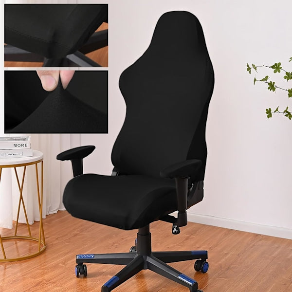 [Qd] Gaming Chair Cover With Armrests Black Stretchy Washable For Computer Swivel Slipcovers