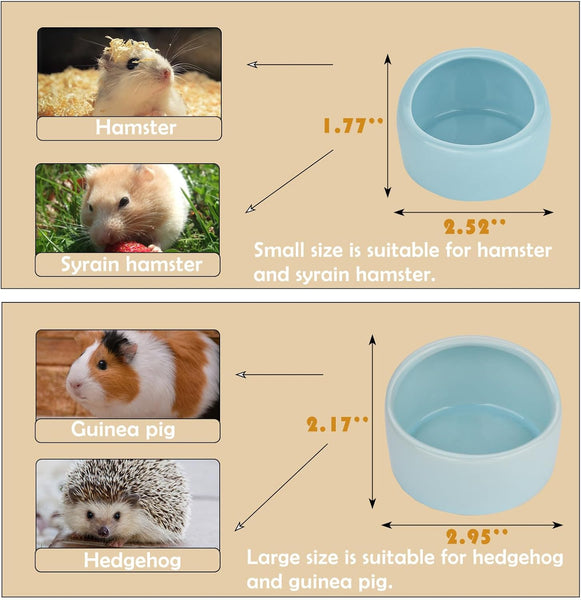 4 Pack Ceramic Hamster Food Bowls Pink Blue Yellow Green Small Animal Supplies