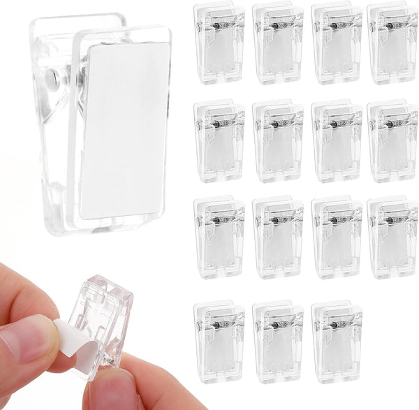 15 Pcs Tapestry Wall Hanging Clips Self Adhesive Poster Hanger Shower Curtain Double Sided Spring For Blanket Clothing Flag (Clear) Tapestries