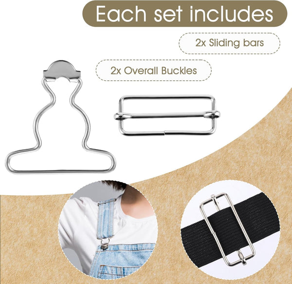 2Pcs Jean Overalls Buckles Adjustable Bib Clips No Sew Button For Pants Jeans Jacket Badge & Button Makers