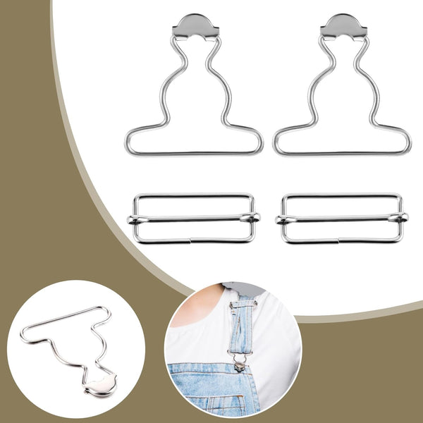 2Pcs Jean Overalls Buckles Adjustable Bib Clips No Sew Button For Pants Jeans Jacket Badge & Button Makers