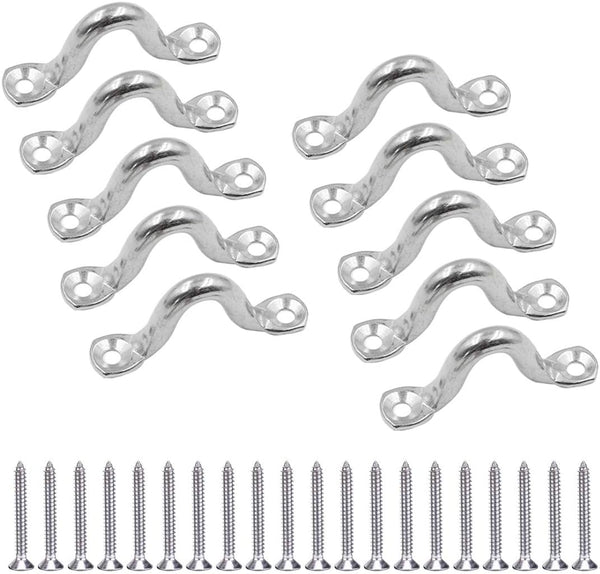 10Pcs M8 316 Stainless Steel Bimini Boat Top Pad Eye Straps Tie Down Kayak Deck Loops Anchor Point Footman's For Canoe Rigging Other Safety Equipment