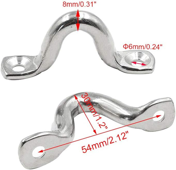 10Pcs M8 316 Stainless Steel Bimini Boat Top Pad Eye Straps Tie Down Kayak Deck Loops Anchor Point Footman's For Canoe Rigging Other Safety Equipment