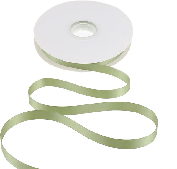 Sage Ribbon 1/2 Inch Green Satin Silk For Wedding Decor Thin Gift Wrapping Hair Craft 50Yards Ribbons & Bows