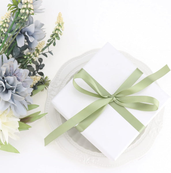 Sage Ribbon 1/2 Inch Green Satin Silk For Wedding Decor Thin Gift Wrapping Hair Craft 50Yards Ribbons & Bows