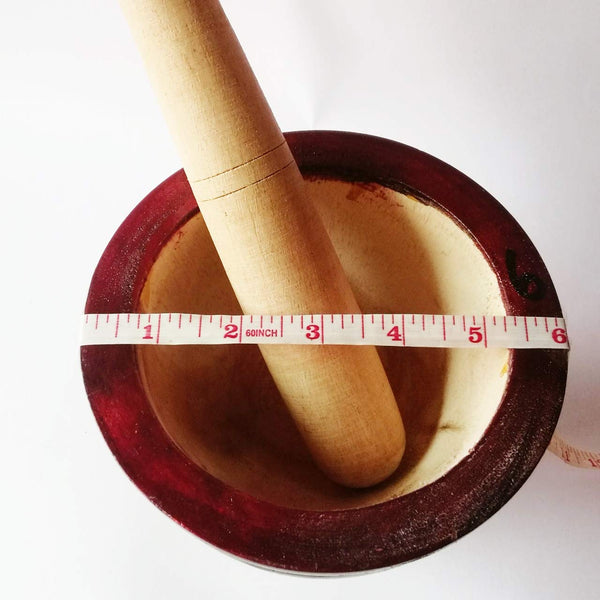 Mortar 6" Pestle Grinding Herb Garlic Papaya Salad Som Tum Thai Kitchen Tool Mortar & Pestles