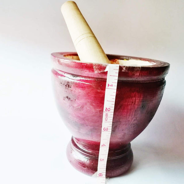 Mortar 6" Pestle Grinding Herb Garlic Papaya Salad Som Tum Thai Kitchen Tool Mortar & Pestles