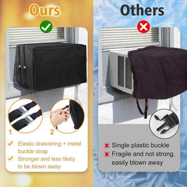 Waterproof Outdoor Window Air Conditioner Cover 3 Layer Insulation Black 27.5" X 22.5" 18.5" Portable Air Conditioners