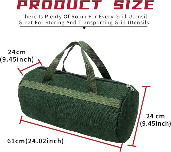 Grill Accessory Storage Bag 24" Extra Thick Canvas Utensil Double Zipper Tool Bbq Carry For Camping Hiking Barbecue Barbecues Grills & Smokers