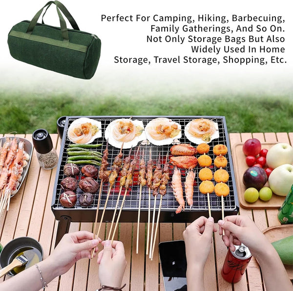 Grill Accessory Storage Bag 24" Extra Thick Canvas Utensil Double Zipper Tool Bbq Carry For Camping Hiking Barbecue Barbecues Grills & Smokers