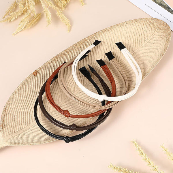 Women's Faux Leather 5 Pcs Knotted Hair Accessories Multipack Headbands