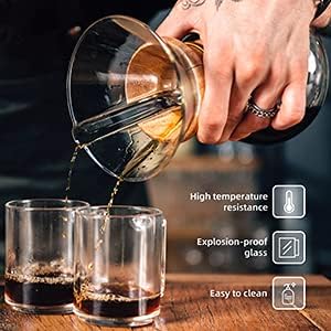 Pour Over Coffee Makerreusable Glass Pot Manual Dripper Brewer Hand With Stainless Steel Filter For Home Travel (14 Oz/400 Ml) Other Coffee Tea & Espr