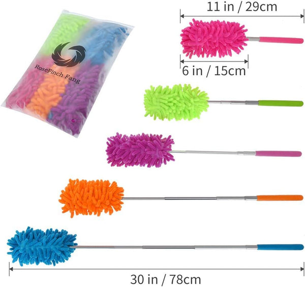Washable For Cleaning Phoenixes Feather Extendable Dusting Wand 11Inches 30 Wet Or Dry Use (5 Pcs) Dusters