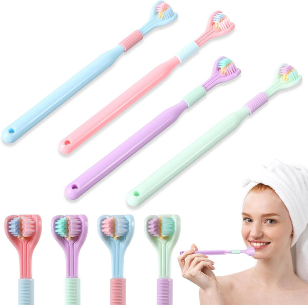 4 Piece 3 Sided Soft Bristle Toothbrush Set For Adults Toothbrushes