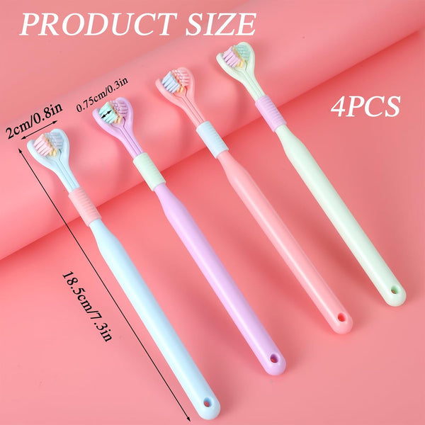 4 Piece 3 Sided Soft Bristle Toothbrush Set For Adults Toothbrushes