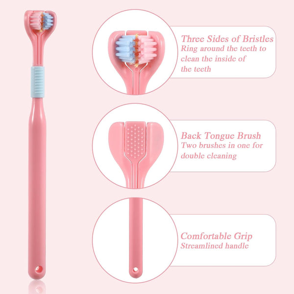 4 Piece 3 Sided Soft Bristle Toothbrush Set For Adults Toothbrushes