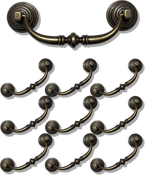 10 Pack 4.25"Hole Center Shabby Chic Drawer Pulls Handles Antique Bronze Kitchen Cabinet Drop Bail (108Mm/Antique Brozne) Kitchen Cabinet Doors And Fr