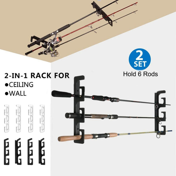 Fishing Rod Holders Set Of 6 Black Acrylic Garage Storage Rod Rests & Holders