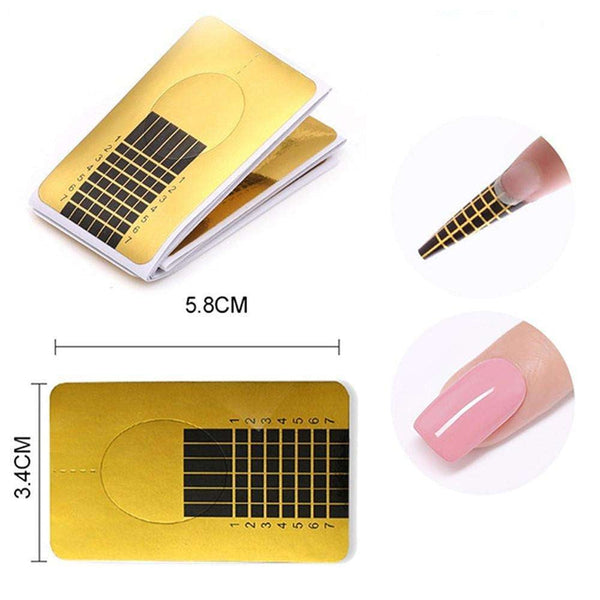 Gold Nail Templates 500 Pcs Forms Compatible With Professional Art 2D Nail Art Design