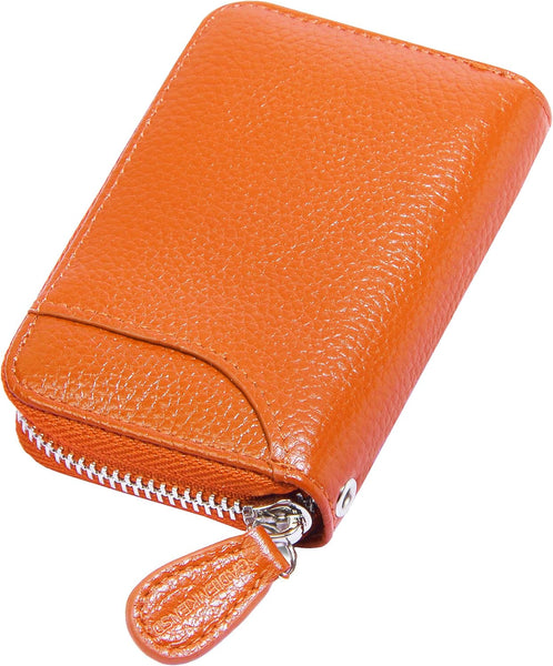 Rfid Blocking Credit Card Holder Wallets Thin Mini Travel Bag Case Cash Envelope Money Organizer For Women Gift Compatible With Yux Orange Business Ca