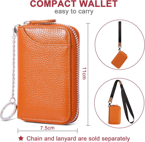 Rfid Blocking Credit Card Holder Wallets Thin Mini Travel Bag Case Cash Envelope Money Organizer For Women Gift Compatible With Yux Orange Business Ca