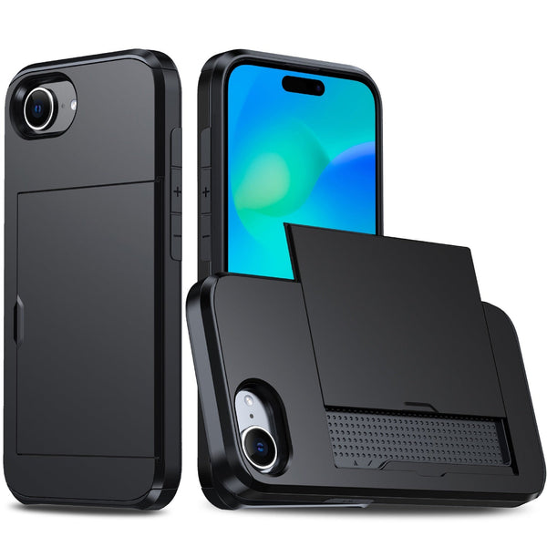 Iphone 16E Case With Card Holder Black | Compatible Cases Covers & Skins