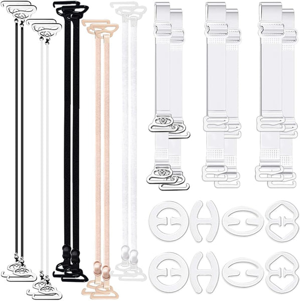 Transparent Bra Straps 24Pcs Adjustable Non Slip Replacement With Clips Compatible Various Bras Bra Accessories