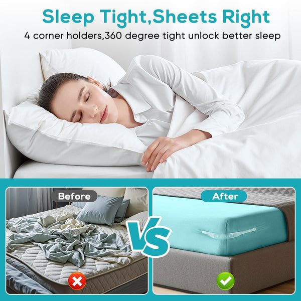 Invisible Sheet And Bed Cover Fastener Set Of 4 White Keeps Tight Removable Storable Sheets