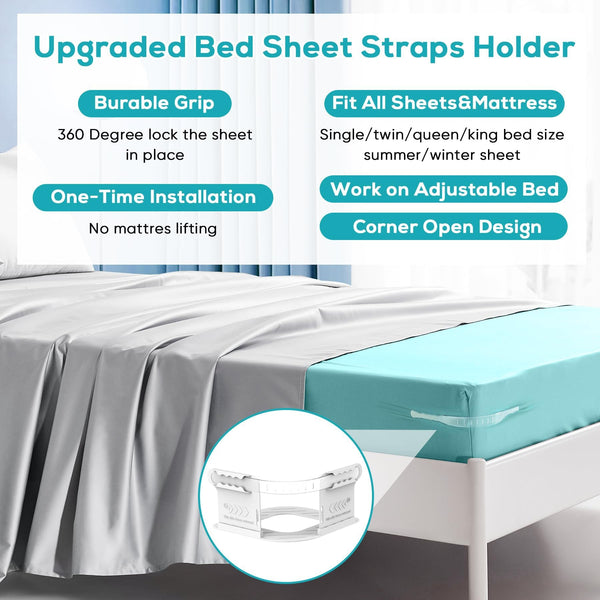 Invisible Sheet And Bed Cover Fastener Set Of 4 White Keeps Tight Removable Storable Sheets