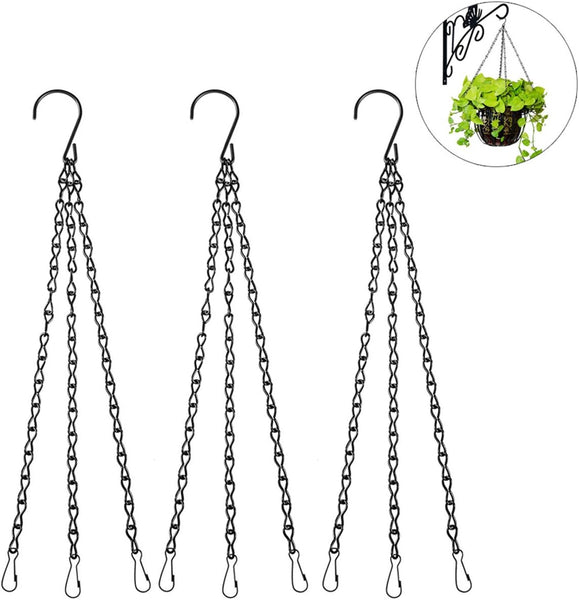 3 Pack Hanging Chain Set Replacement Metal Basket Chains Garden Flower Pot Plant Hanger With Clips And Hooks For Bird Feeder Baskets Pots Window Boxes