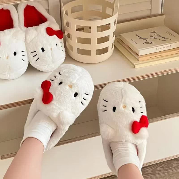 Hello Kitty Plush Kawaii Soft Padded Bedroom Shoes Slippers