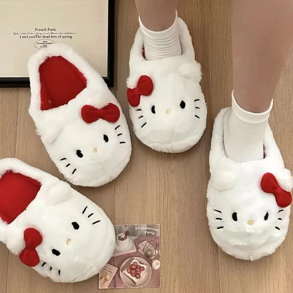 Hello Kitty Plush Kawaii Soft Padded Bedroom Shoes Slippers