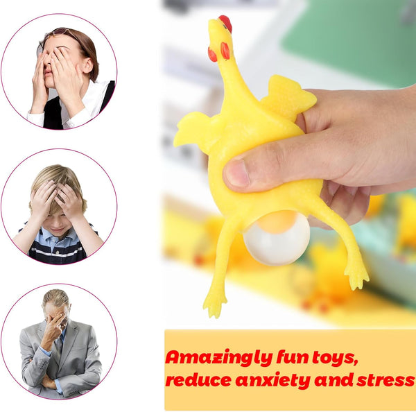 Stress Relief Squeeze Toy Laying Hen Ventilation Chicken Keychain Trick Yux Compatible Squeezable Stress Relievers