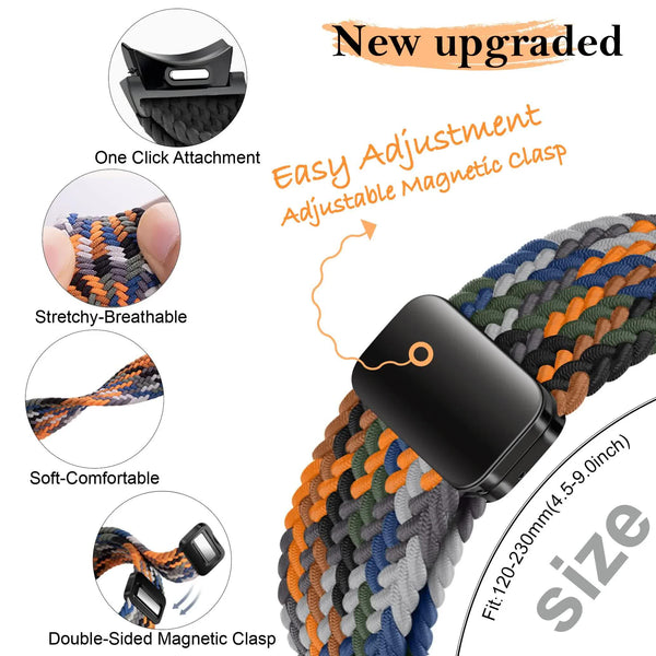 Braided Magnetic Strap For Compatible With Samsung Galaxy Watch 6 5 4 Classic Pro 40Mm 44Mm 45Mm 47Mm 43Mm Band Black Watch Bands
