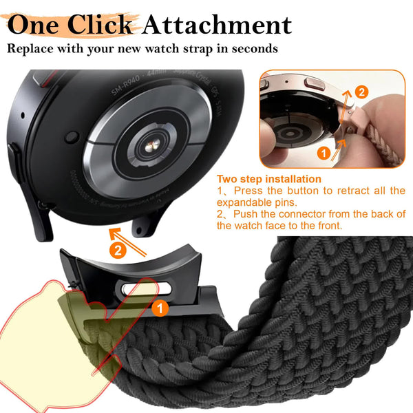 Compatible Withsamsung Galaxy Watch 6 5 4 Classic Pro Magnetic Braided Strap 40Mm 43Mm 44Mm 45Mm 47Mm Space Gray Band Watch Bands