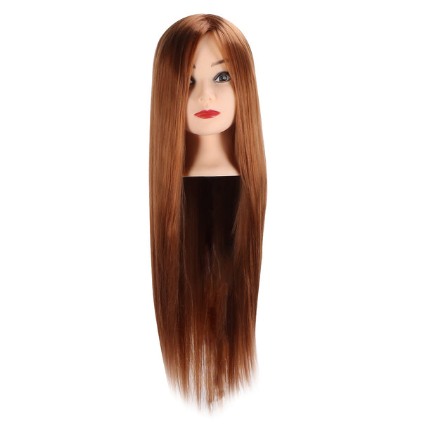 Hairdressing Mannequin Head Light Brown Braid Styling Training Doll (With Makeup) Mannequins