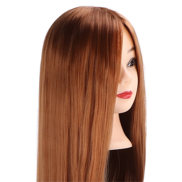 Hairdressing Mannequin Head Light Brown Braid Styling Training Doll (With Makeup) Mannequins