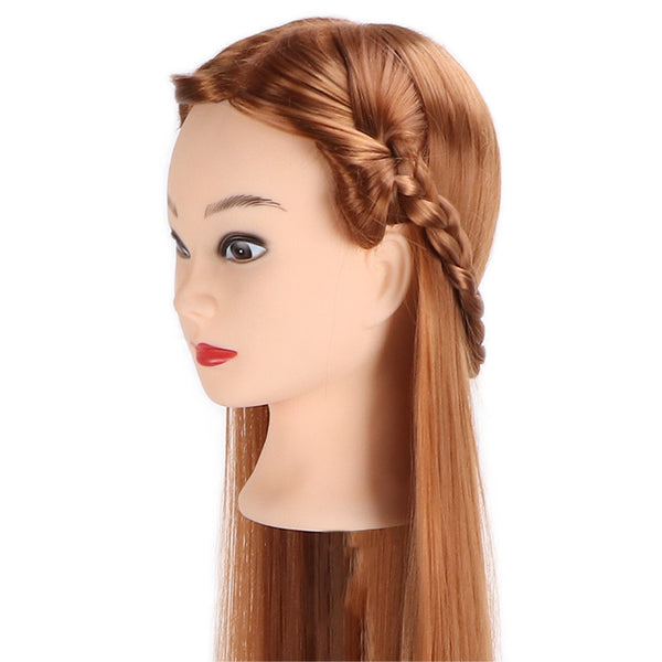 Hairdressing Mannequin Head Light Brown Braid Styling Training Doll (With Makeup) Mannequins