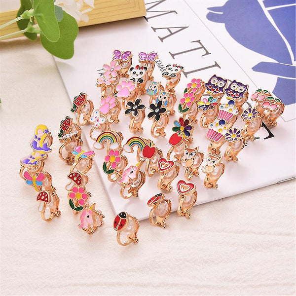 24 Pairs Girls Clip On Children Flower Alloy Princess Dress Up Earrings
