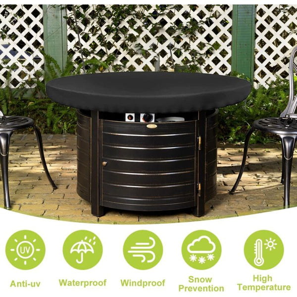 Fire Pit Protective Cover Anti Uv 420D Round For Protection And Waterproof Patio Thin Grills Fire Pits