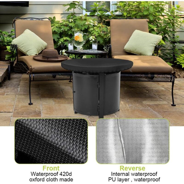 Fire Pit Protective Cover Anti Uv 420D Round For Protection And Waterproof Patio Thin Grills Fire Pits