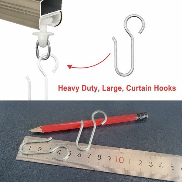 Heavy Duty Zinc Curtain Clips 40 Pieces 50X2.5Mm Rail Hooks For Door Curtains Curtain Poles & Accessories