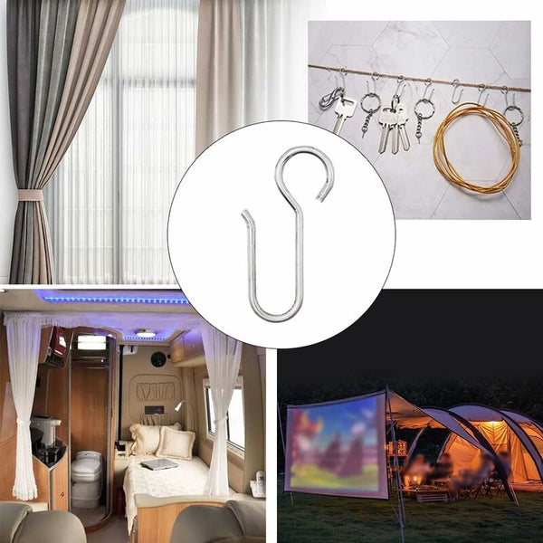 Heavy Duty Zinc Curtain Clips 40 Pieces 50X2.5Mm Rail Hooks For Door Curtains Curtain Poles & Accessories