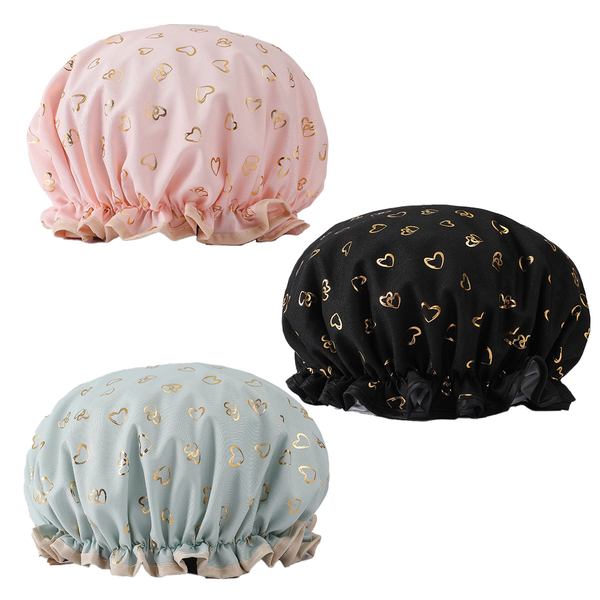 3 Pack Waterproof Double Layer Shower Caps For Women Other Shower & Bath Accessories