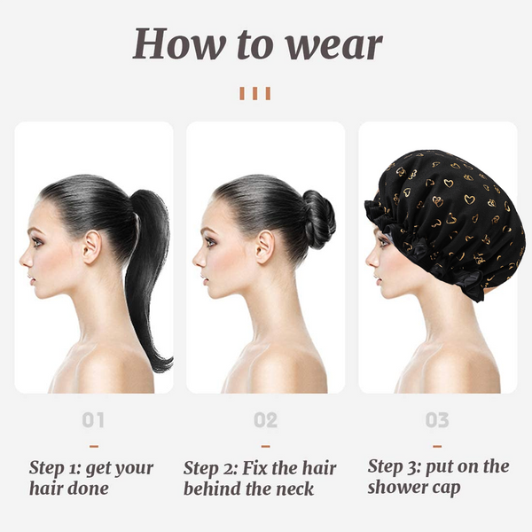 3 Pack Waterproof Double Layer Shower Caps For Women Other Shower & Bath Accessories
